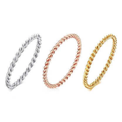 18K Gold Plated Vintage Twisted Rope Ring | Stainless Steel | Women's Wedding & Party Ring