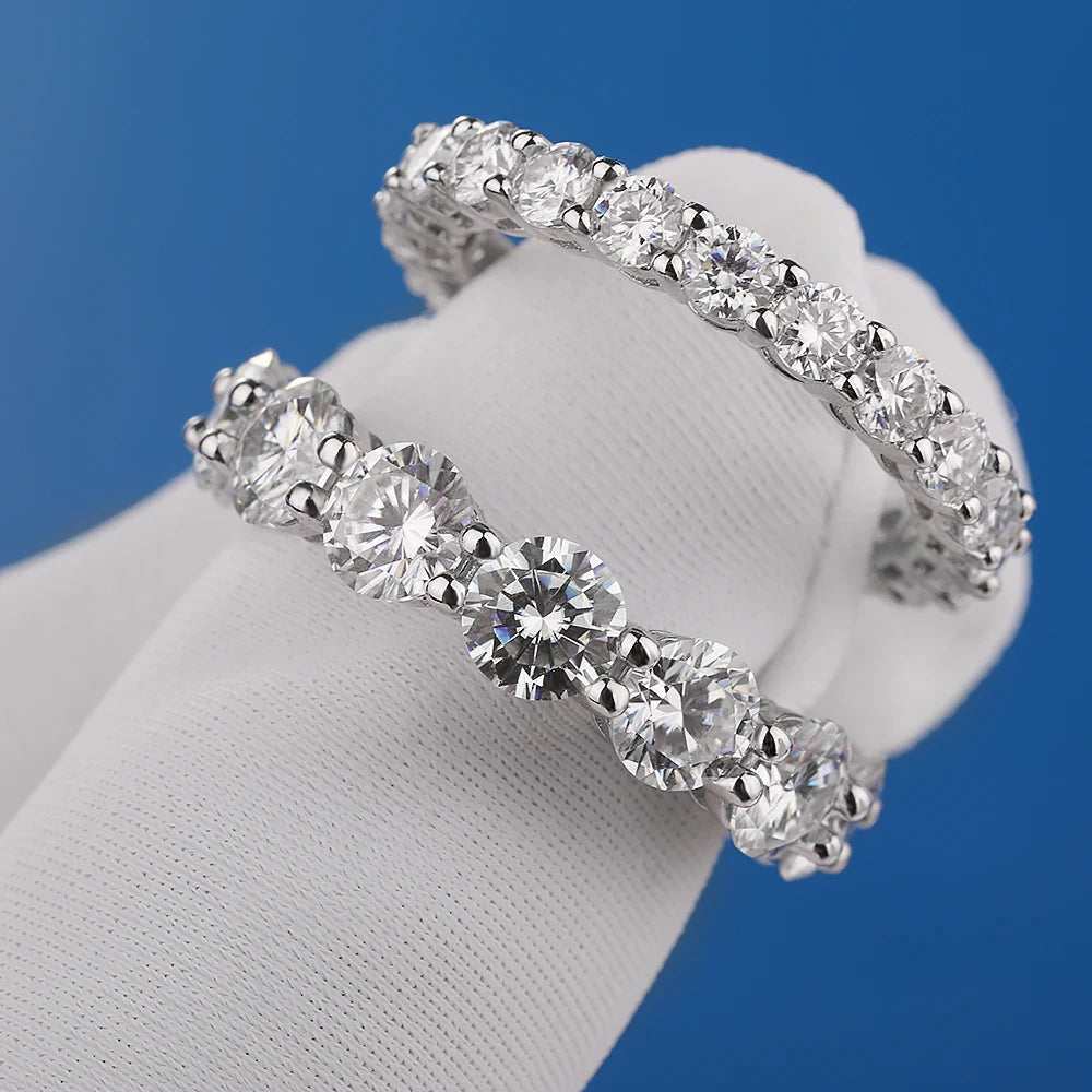 GRA Certified D Color VVS1 Moissanite Wedding Band | 925 Sterling Silver | Round Cut Bridal Ring
