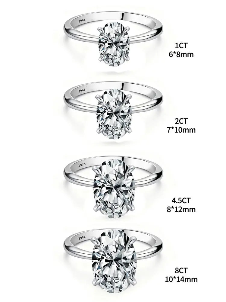 Gorgeous Shiny Oval Zircon 925 Sterling Silver Ring