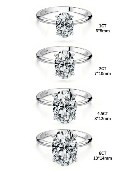 Gorgeous Shiny Oval Zircon 925 Sterling Silver Ring
