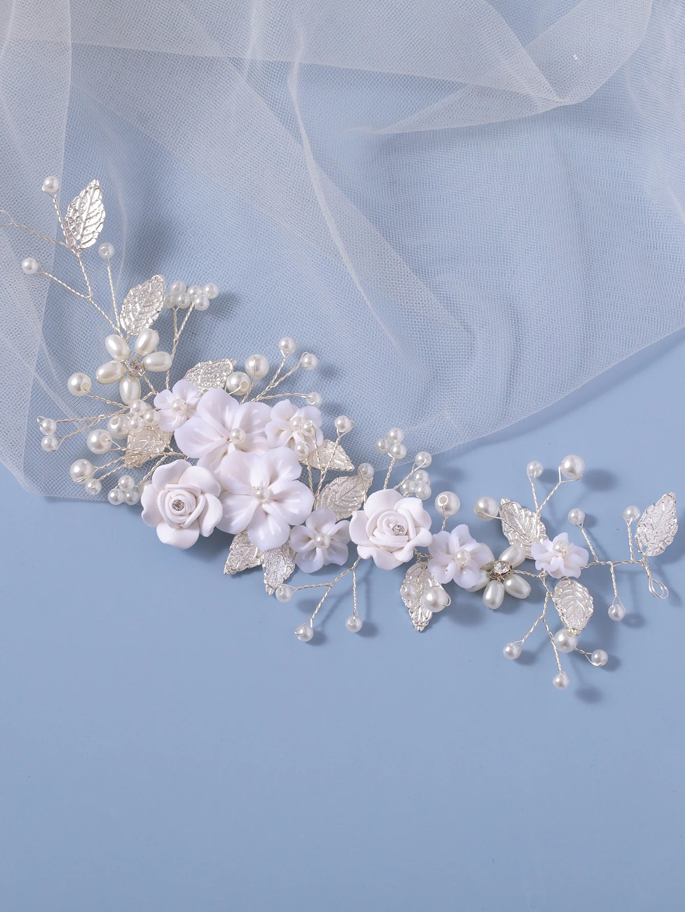 Elegant Bridal Hair Vine – Pearl and Rhinestone Leaf Wedding Headpiece