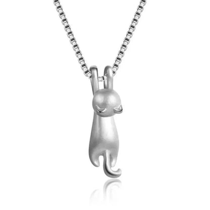 925 Sterling Silver Cute Kitty Pendant Necklace