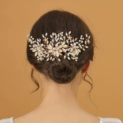 Handmade Pearl Flower Bridal Hair Comb – Silver Crystal Wedding Clip