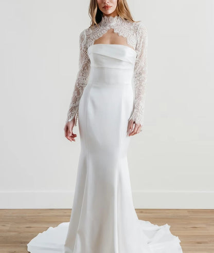 Lace Appliques Bridal Wraps Customized Long Sleeve Wedding Jackets Bolero High Quality Wedding Accessories