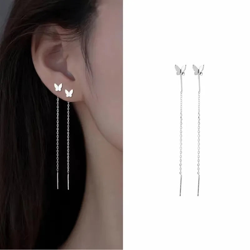 French Luxury Long Zircon Tassel Twisted Drop Earrings