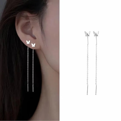 French Luxury Long Zircon Tassel Twisted Drop Earrings
