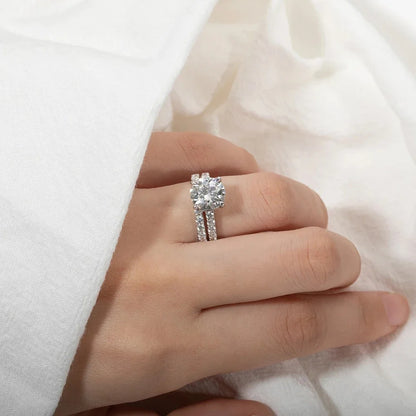Full Moissanite Bridal Rings Set With  Certificate D Color Diamond Engagement Ring 925 Sterling Silver Wedding Band For Women