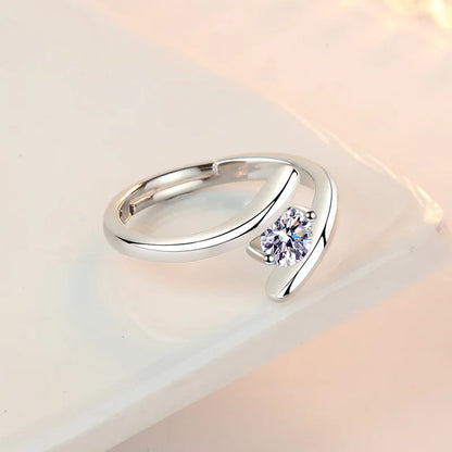 Simple 925 Sterling Silver Tension Setting Zircon Ring