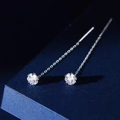 French Luxury Long Zircon Tassel Twisted Drop Earrings