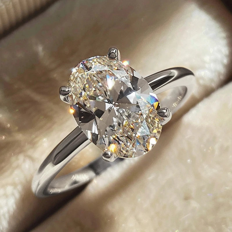Gorgeous Shiny Oval Zircon 925 Sterling Silver Ring