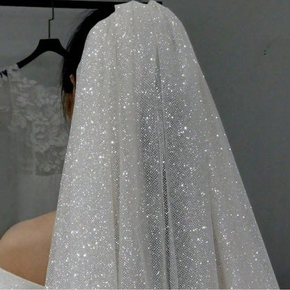 Grand 3.5m Sparkly Sequined Cathedral Wedding Veil with Comb | Premium White & Champagne Bridal Shimmer Veil