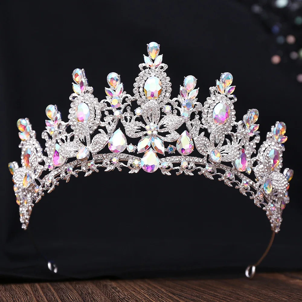 Bloom Veil Co. Royal Queen Champagne Gold Bridal Crown – Luxury Crystal Wedding Tiara