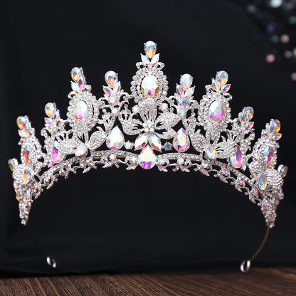 Bloom Veil Co. Royal Queen Champagne Gold Bridal Crown – Luxury Crystal Wedding Tiara