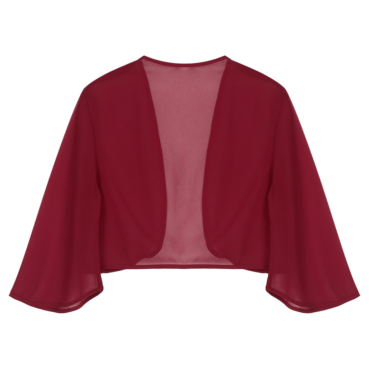 Women 3/4 Sleeve Chiffon Cardigan Bolero Shawls Outerwear Wedding Bridal Party Dress Wraps Beach Vacation Cover Ups Soft Cape