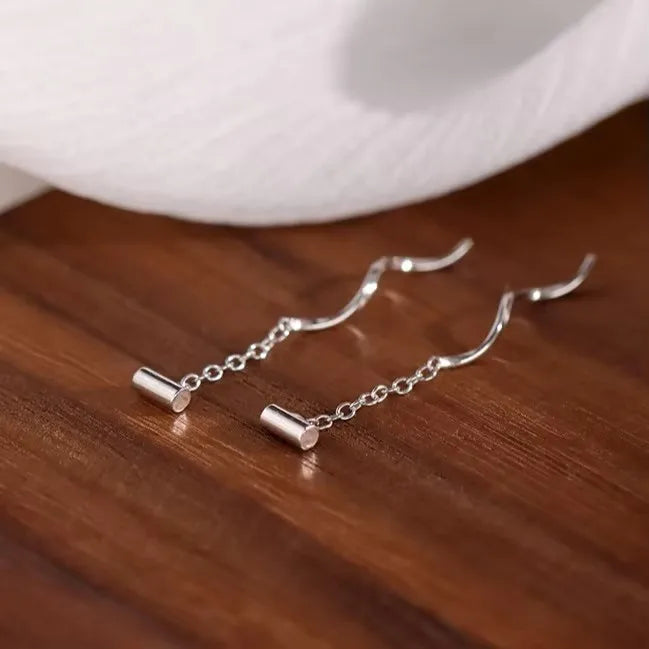 French Luxury Long Zircon Tassel Twisted Drop Earrings