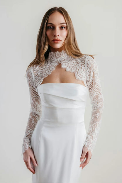 Lace Appliques Bridal Wraps Customized Long Sleeve Wedding Jackets Bolero High Quality Wedding Accessories
