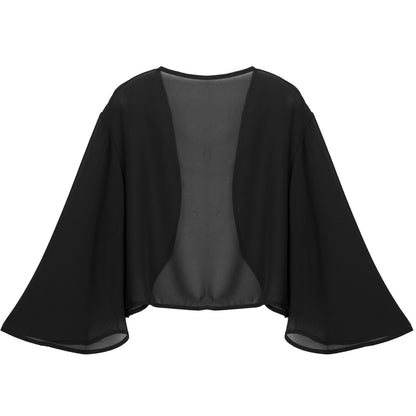 Women 3/4 Sleeve Chiffon Cardigan Bolero Shawls Outerwear Wedding Bridal Party Dress Wraps Beach Vacation Cover Ups Soft Cape