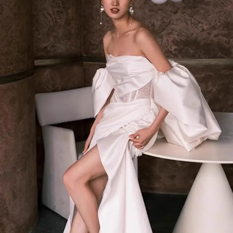 Satin Puffy Sleeved Detachable Bridal Cape Wedding Jacket