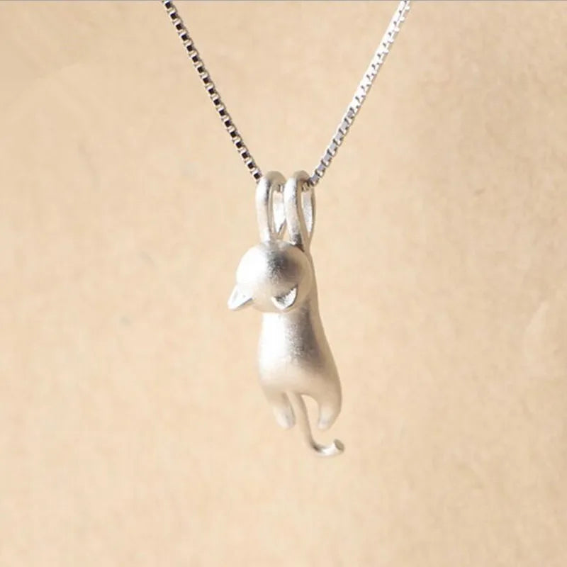 925 Sterling Silver Cute Kitty Pendant Necklace