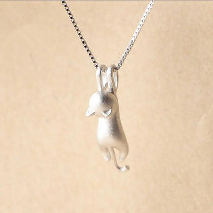 925 Sterling Silver Cute Kitty Pendant Necklace