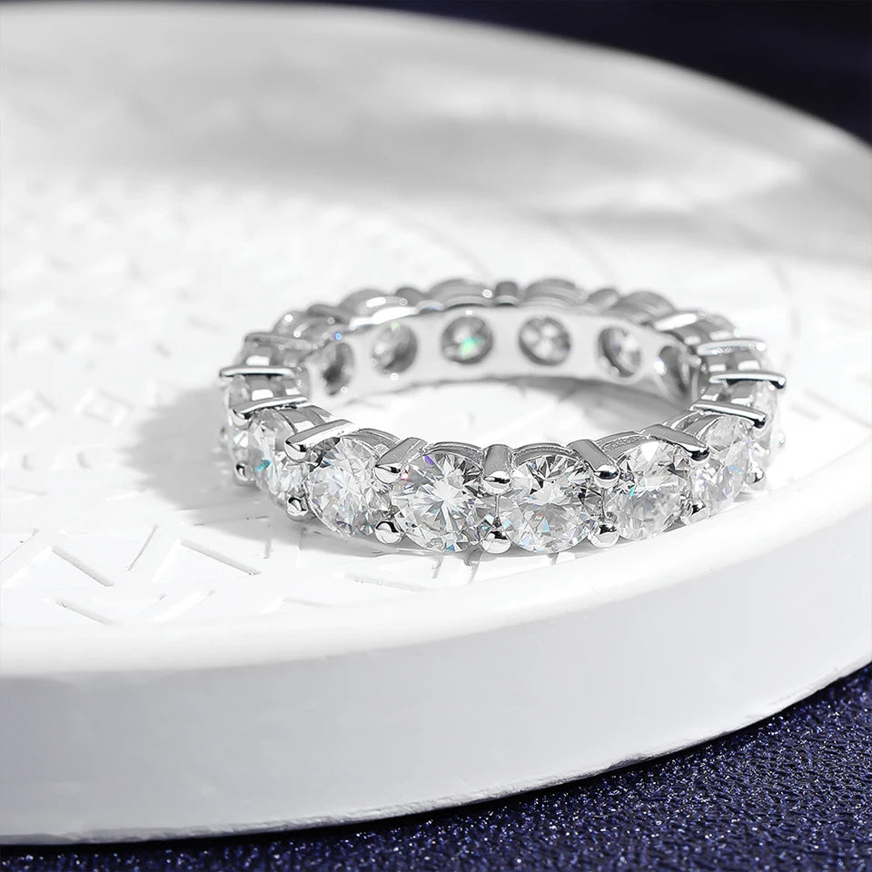 GRA Certified D Color VVS1 Moissanite Wedding Band | 925 Sterling Silver | Round Cut Bridal Ring