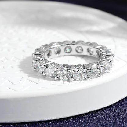 GRA Certified D Color VVS1 Moissanite Wedding Band | 925 Sterling Silver | Round Cut Bridal Ring