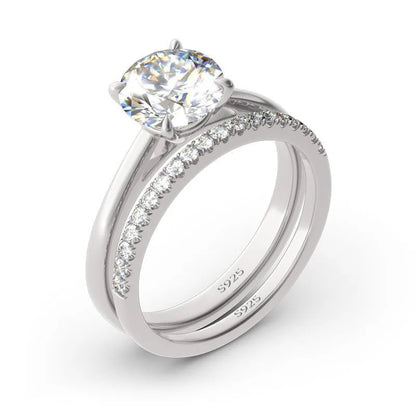 2.0ct GIC Certified Moissanite Bridal Ring Set | 925 Sterling Silver White Gold Plated | Engagement & Wedding Ring