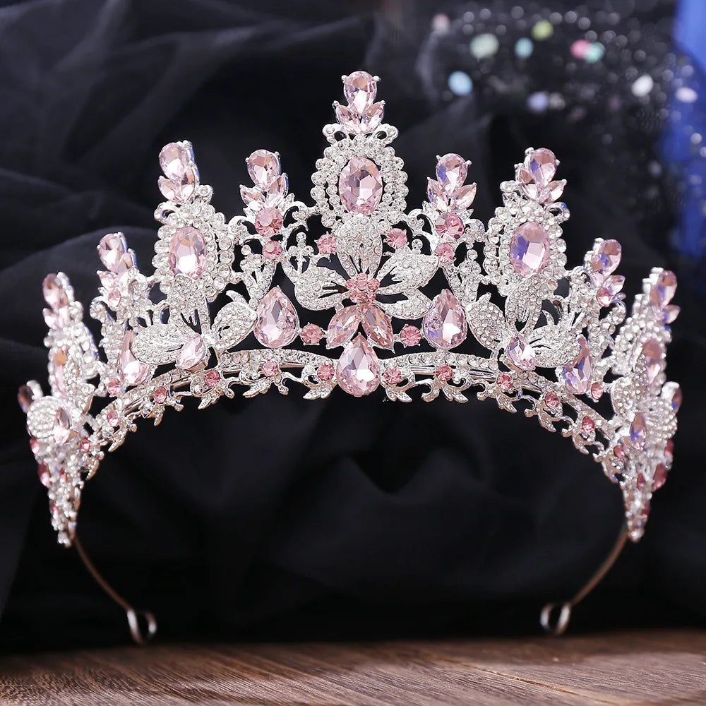 Bloom Veil Co. Royal Queen Champagne Gold Bridal Crown – Luxury Crystal Wedding Tiara