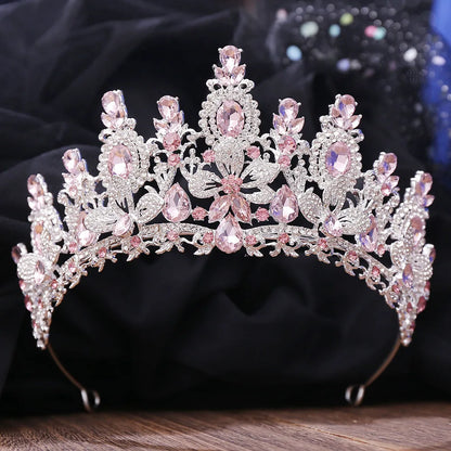 Bloom Veil Co. Royal Queen Champagne Gold Bridal Crown – Luxury Crystal Wedding Tiara