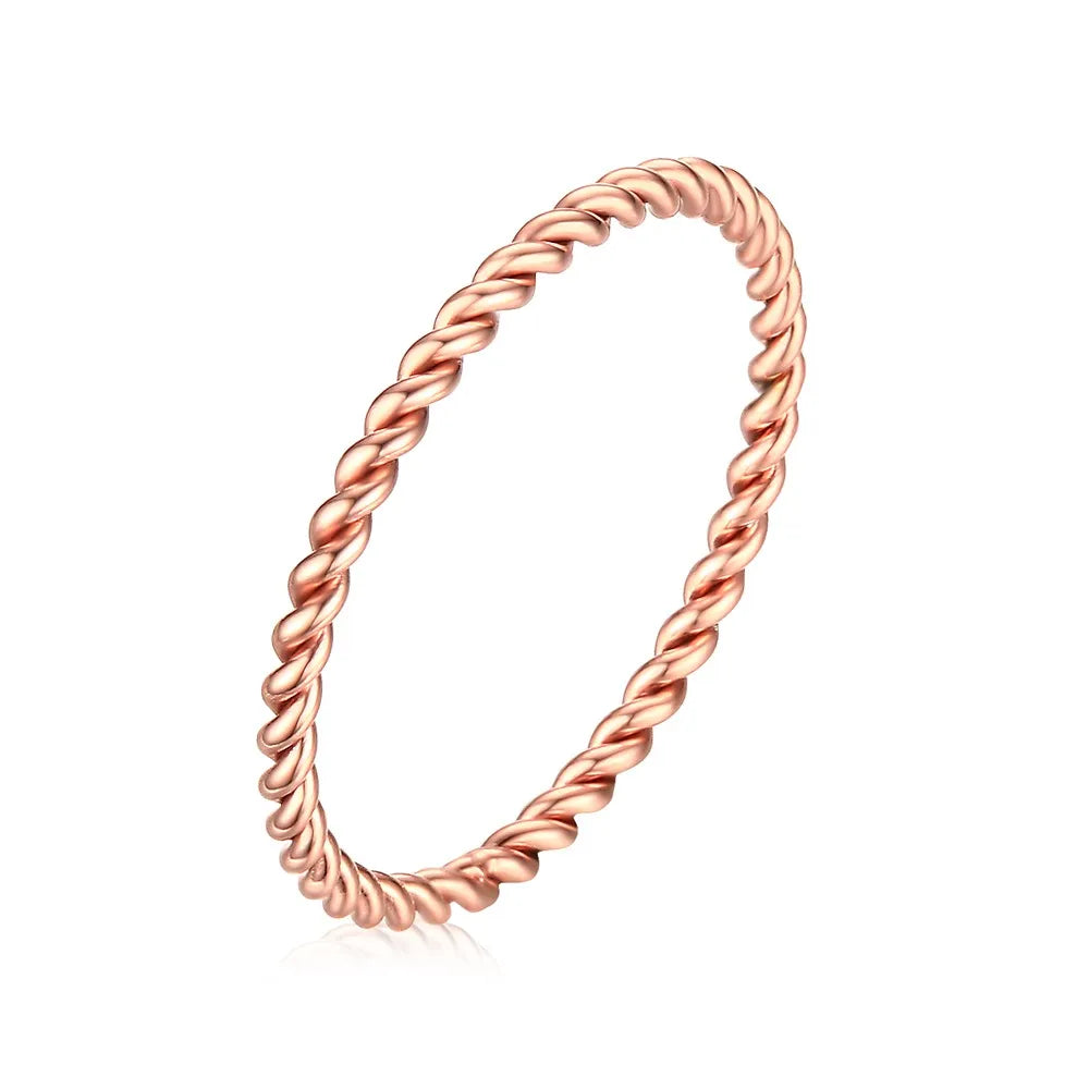 18K Gold Plated Vintage Twisted Rope Ring | Stainless Steel | Women's Wedding & Party Ring