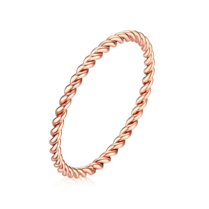18K Gold Plated Vintage Twisted Rope Ring | Stainless Steel | Women's Wedding & Party Ring