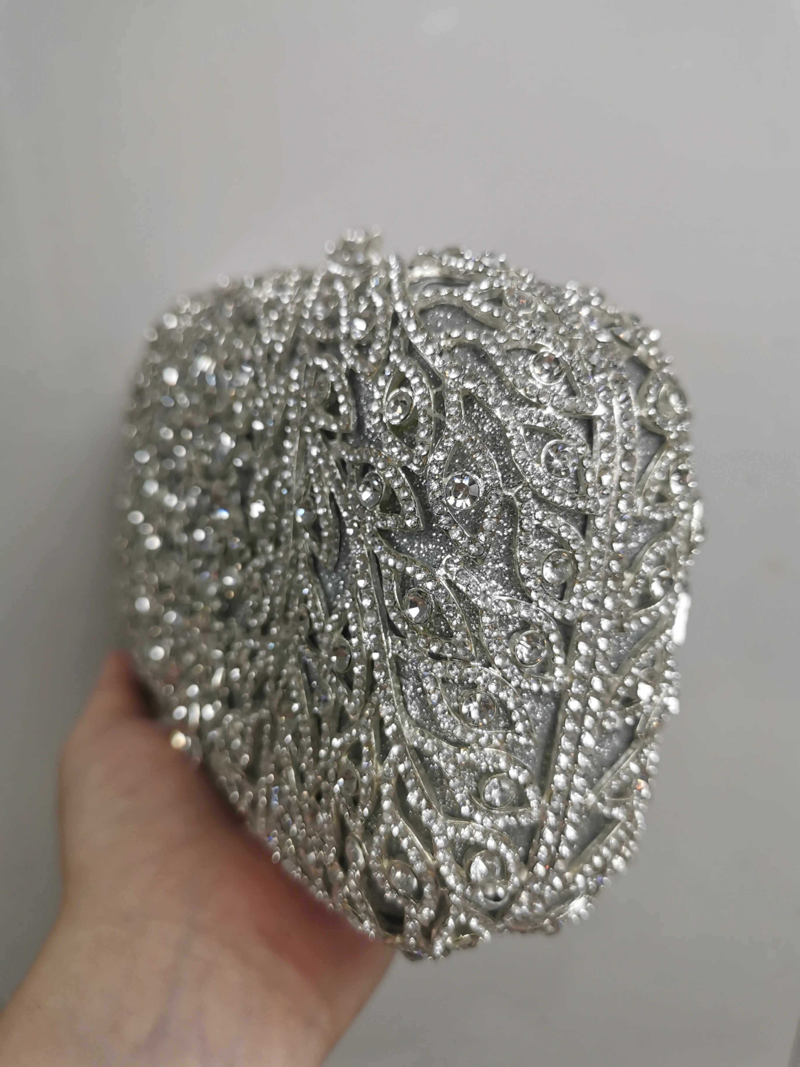 Women Silver Crystals Clutch Bags Jewels Evening Purse Wedding Bridal Rhinestones Purses And Handbags Party Dinner Clutches Bags