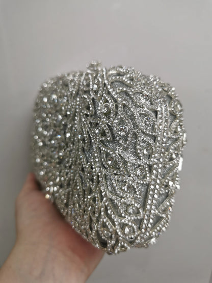 Women Silver Crystals Clutch Bags Jewels Evening Purse Wedding Bridal Rhinestones Purses And Handbags Party Dinner Clutches Bags