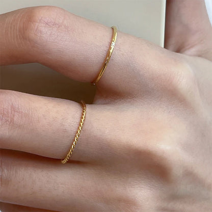 18K Gold Plated Vintage Twisted Rope Ring | Stainless Steel | Women's Wedding & Party Ring