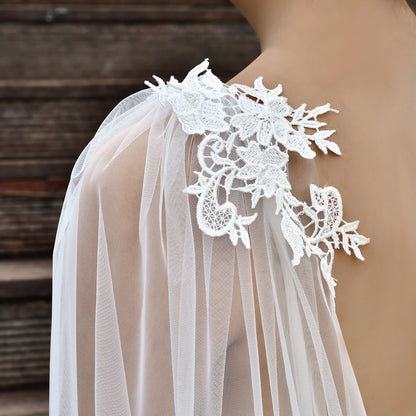 Wedding Bolero Bridal Cape Veil Wedding Accessories Long Cloak Shawl Soft Evening Cape Jacket Spanish Embroidered Shawls GP14