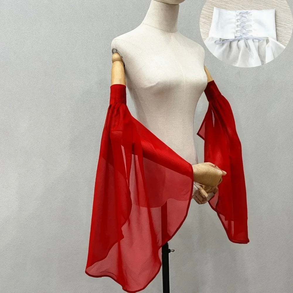 Elegant Sunscreen Long Tulle Sleeves Thin Breathable Detachable Sleeves Chiffon Sheer Bridal Gloves Wedding Party