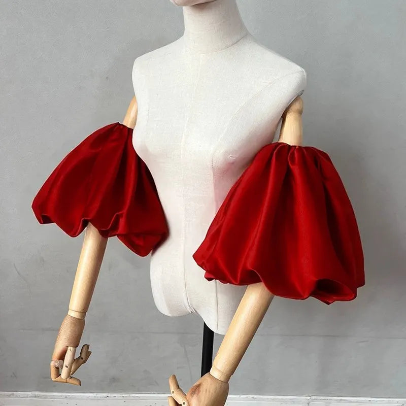 Satin Removable Puffy Short Sleeves Bridal Arm Accessories