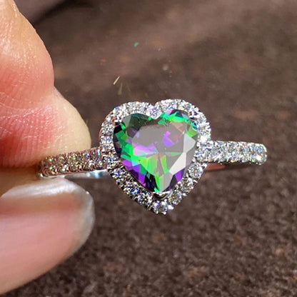Cubic Zirconia Heart Wedding Band | Prong Setting Bridal Ring | Women's Wedding Jewelry