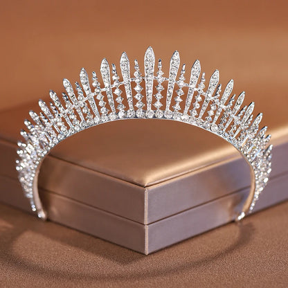 Premium Silver Botanical Wedding Crown | Regal Birthday Tiara & Bridal Hairwear Accessory