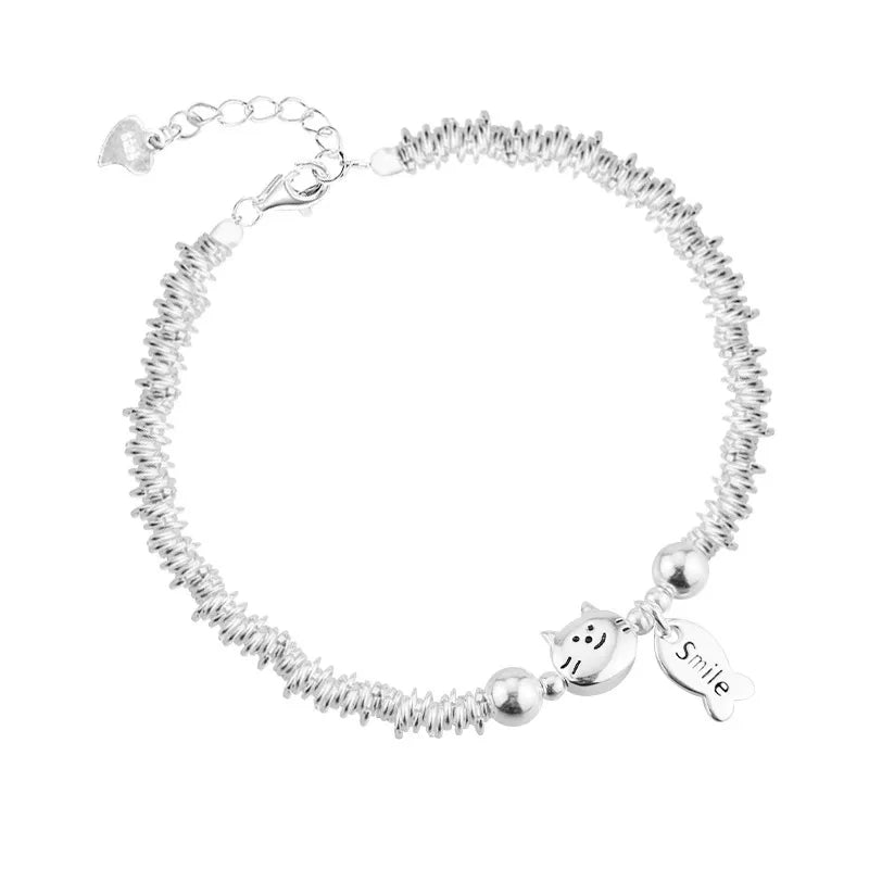 925 Sterling Silver Butterfly Bead String Bracelet