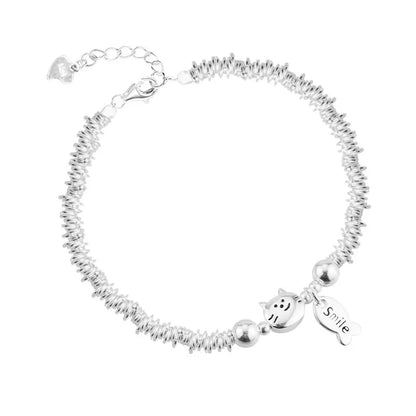 925 Sterling Silver Butterfly Bead String Bracelet