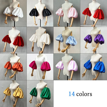 Satin Removable Puffy Short Sleeves Bridal Arm Accessories