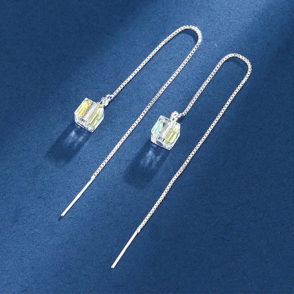 French Luxury Long Zircon Tassel Twisted Drop Earrings