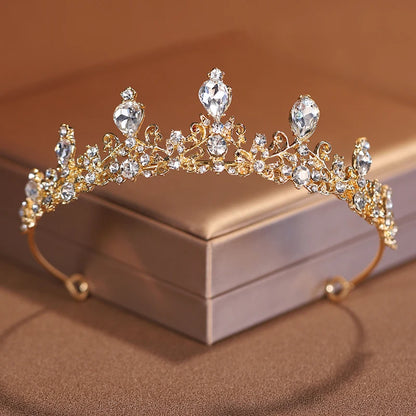 Premium Silver Botanical Wedding Crown | Regal Birthday Tiara & Bridal Hairwear Accessory