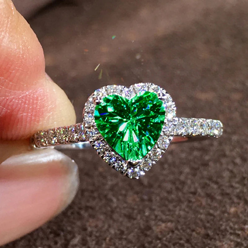 Cubic Zirconia Heart Wedding Band | Prong Setting Bridal Ring | Women's Wedding Jewelry