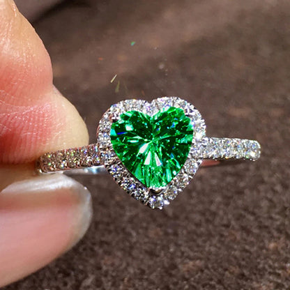 Cubic Zirconia Heart Wedding Band | Prong Setting Bridal Ring | Women's Wedding Jewelry