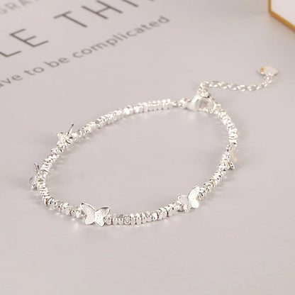 925 Sterling Silver Butterfly Bead String Bracelet