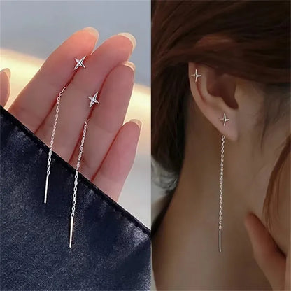 French Luxury Long Zircon Tassel Twisted Drop Earrings