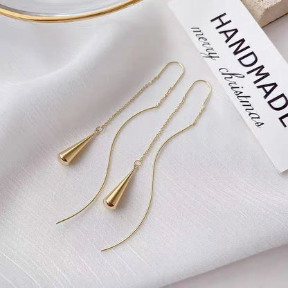 French Luxury Long Zircon Tassel Twisted Drop Earrings