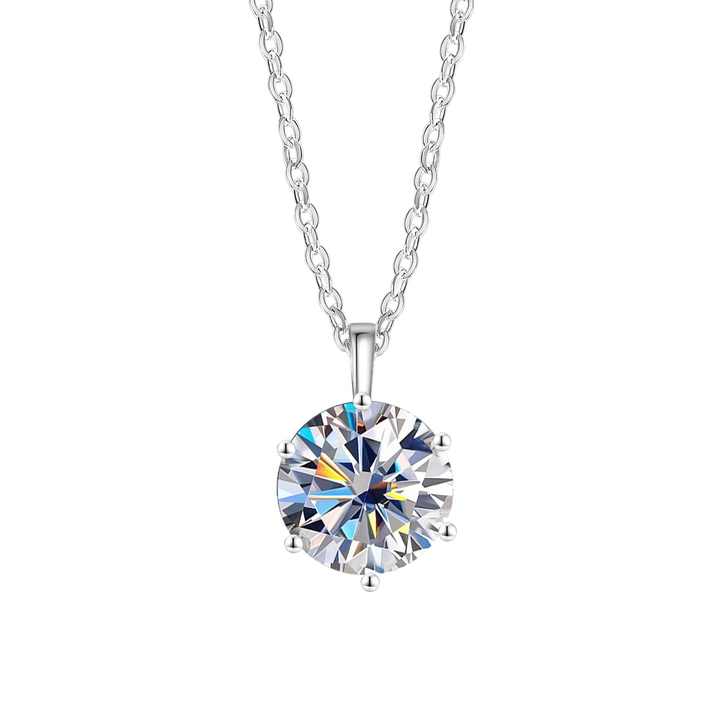 Classic 2ct Moissanite 925 Sterling Silver Pendant Necklace